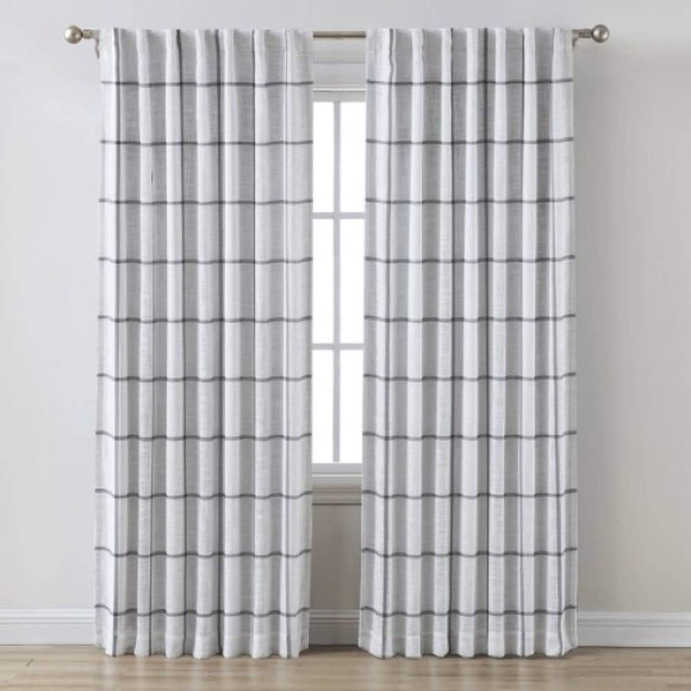 COPY - Threshold Blackout Window Curtain Panel Gray Stripe! 84x50” - Picture 3 of 7